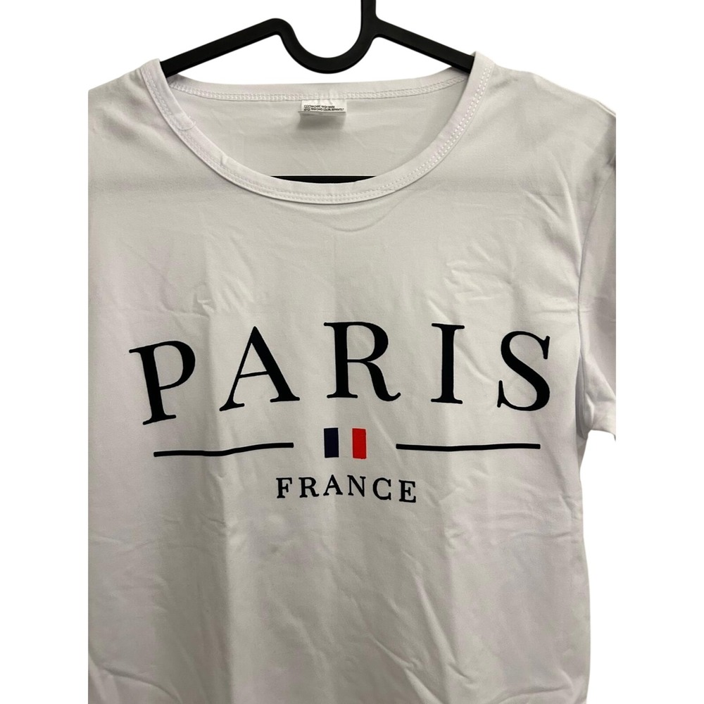 Paris France Graphic T-Shirt White Short Sleeve Crew Neck Tee Small - Picture 4 of 7